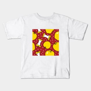 Yellow Apples with Polka Dots Kids T-Shirt